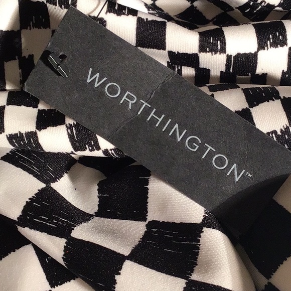 Worthington sleeveless midi dress black/polar bear black white checks 8 - Picture 5 of 7